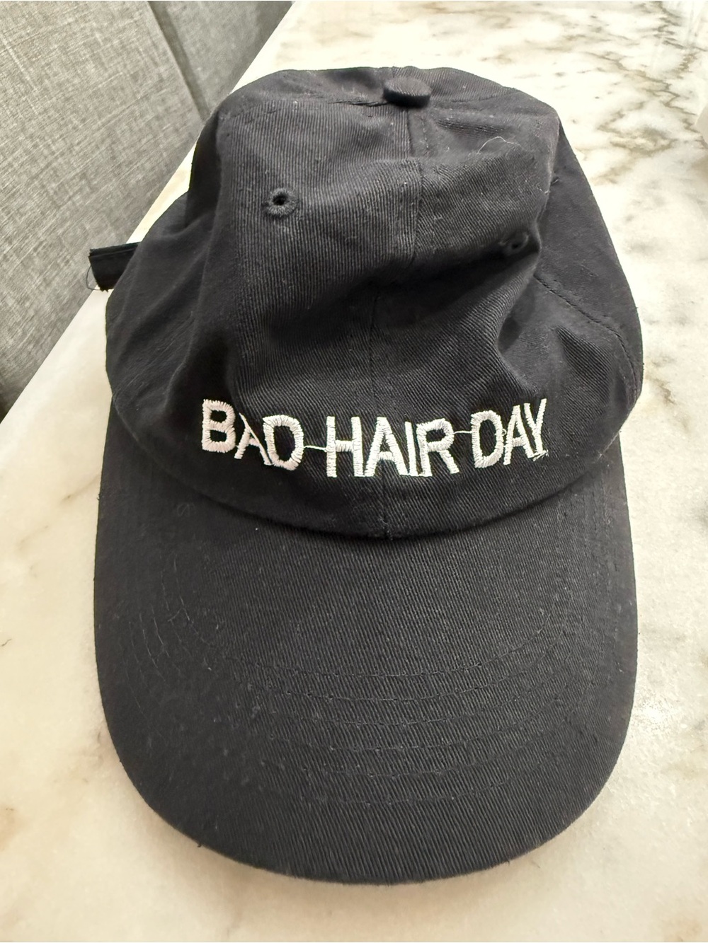 NWT Never worn “Bad Hair Day” Black Embroidered Adjustable Baseball Cap/Hat